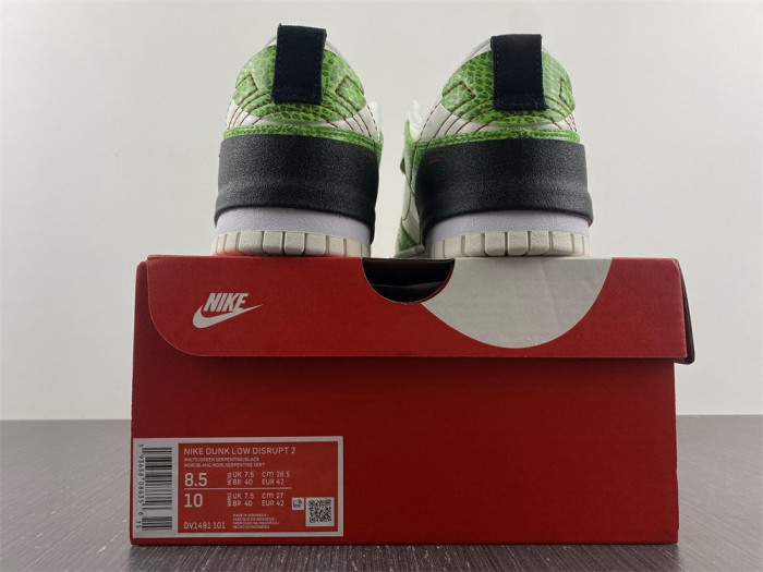 nike dunk low disrupt 2 green snakeskin dv1491-101