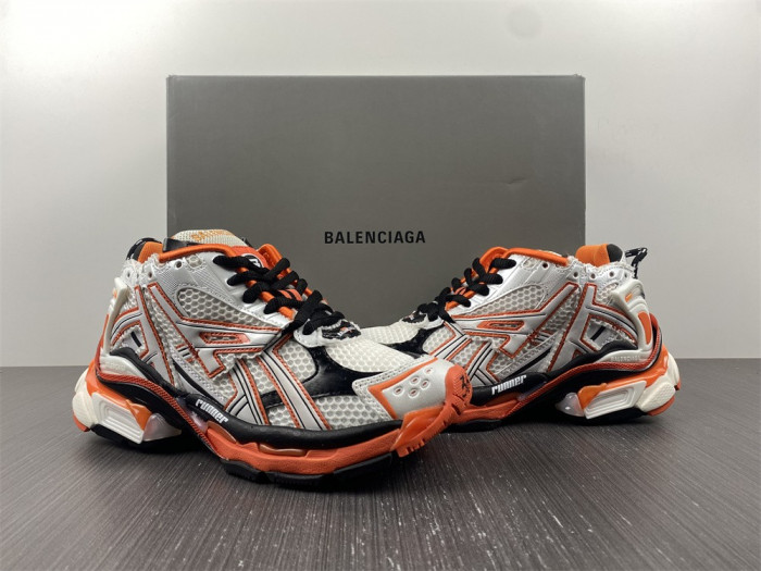 blcg runner sneaker in white, orange and black mesh and nylon blc52001