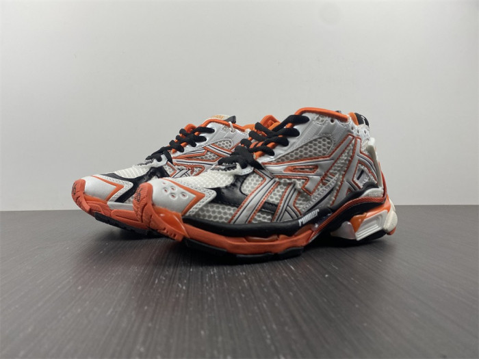 blcg runner sneaker in white, orange and black mesh and nylon blc52001