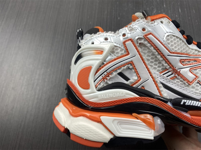 blcg runner sneaker in white, orange and black mesh and nylon blc52001