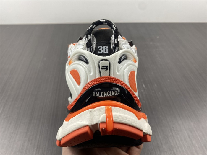 blcg runner sneaker in white, orange and black mesh and nylon blc52001