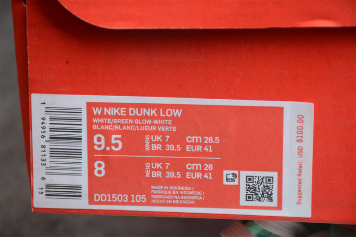nike dunk low green glow (w) dd1503-105