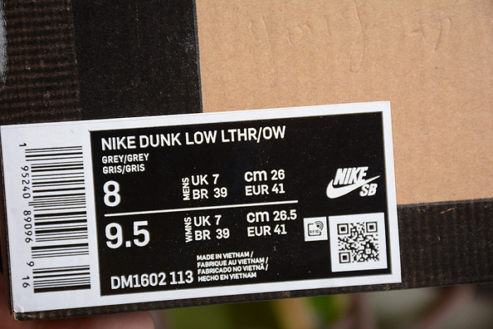 nike dunk low lthr ow grey em1602-113