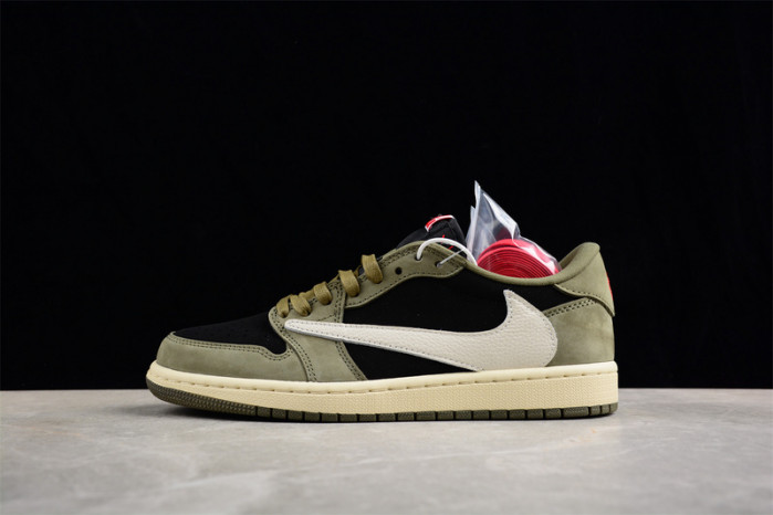 travis scott x air jordan 1 low og black olive dm7866-002