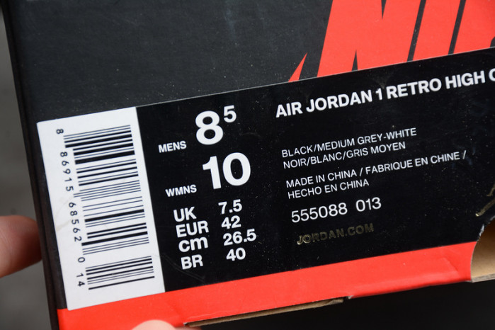 air jordan 1 retro high og shadow black gray 555088-013