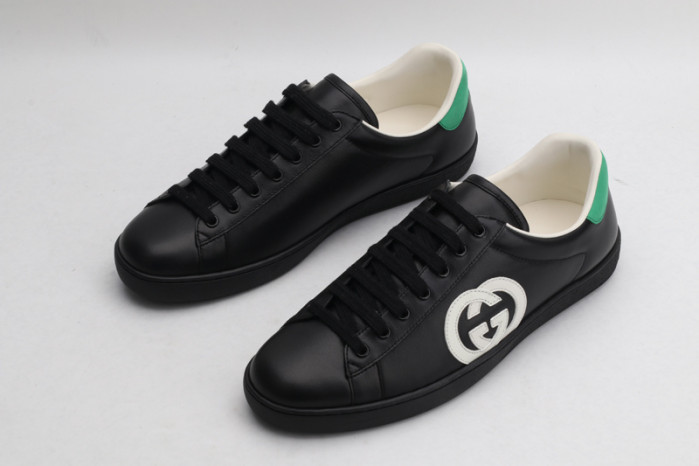 G*u*i low-top black ace interlocking g leather sneaker