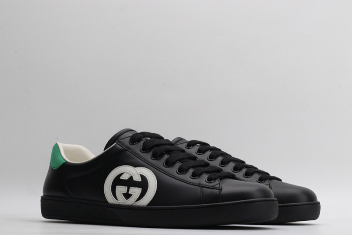G*u*i low-top black ace interlocking g leather sneaker