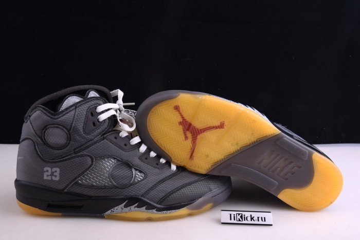 air jordan 5 retro ofw black/muslin-fire red ct8480-001